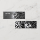 ダマスクモノグラム宝石リボンホワイト スキニー名刺 (正面/裏面)