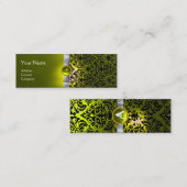 ダマスクモノグラム宝石リボン白い黄色 スキニー名刺 (正面/裏面)