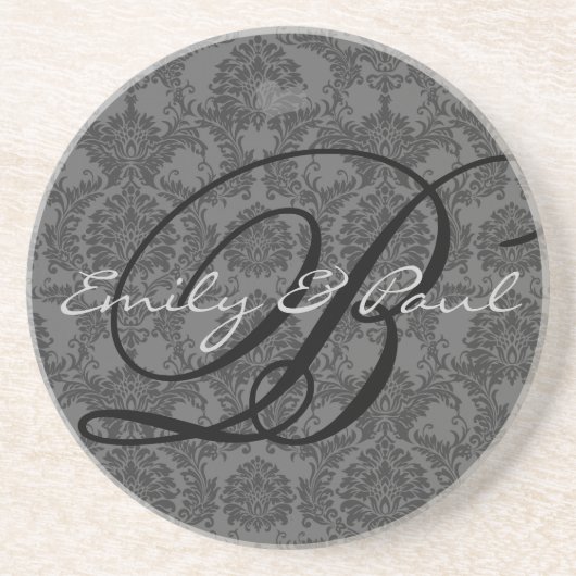 ダマスクモノグラム結婚のアニバーサリーコースター コースター (正面)