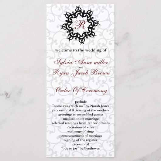 ダマスクモノグラム結婚式 プログラム (正面)