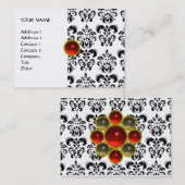 ダマスクモンルビー鮮やかな赤バイオレットグレー金ゴールド 名刺 (正面/裏面)