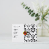 ダマスクモンルビー鮮やかな赤バイオレットグレー金ゴールド 名刺 (スタンド正面)