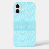 ダマスクライトブルー名前をカスタムする Case-Mate iPhoneケース (裏面)