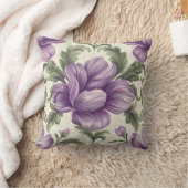 ダマスクラグジュアリーパープルフラワーフローリスト店の装飾 クッション (ブランケット)