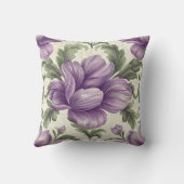ダマスクラグジュアリーパープルフラワーフローリスト店の装飾 クッション (裏面)