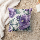 ダマスクラグジュアリーパープルフラワーフローリスト店の装飾 クッション (ブランケット)