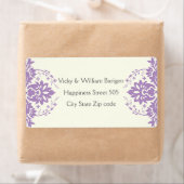 ダマスクラベンダー、グレー、アイボリー結婚ズ ラベル (インサイチュ)