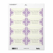 ダマスクラベンダー、グレー、アイボリー結婚ズ ラベル (フルシート)