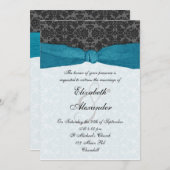ダマスクリ包まれたボン招待状-ティール（緑がかった色） 招待状 (正面/裏面)
