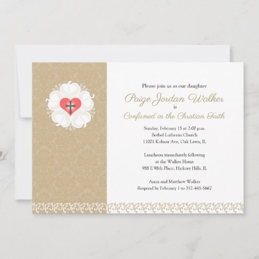 ダマスクルテランクロス確認招待状 招待状 (正面)