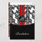 ダマスクレッド結婚式招待状 招待状 (正面/裏面)