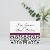 ダマスクワイン結婚式の日付を保存 案内ポストカード (スタンド正面)