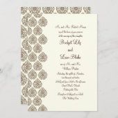 ダマスクヴィンテージウェディング招待状(茶色) 招待状 (正面/裏面)