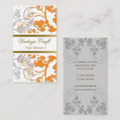 ダマスクヴィンテージフローラフローリッシュシックエレガントオレンジ 名刺 (正面/裏面)