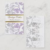 ダマスクヴィンテージフローラフローリッシュシック薄紫 エレガント 名刺 (正面/裏面)