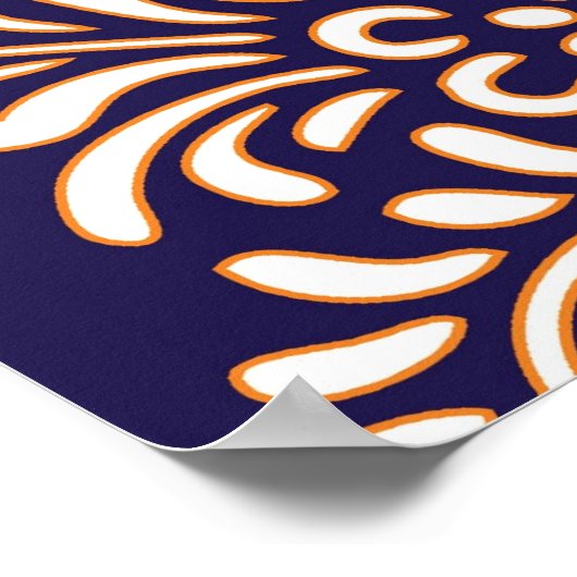 ダマスクヴィンテージペイズリーガーリーフローラのシックなパターン ポスター (角)