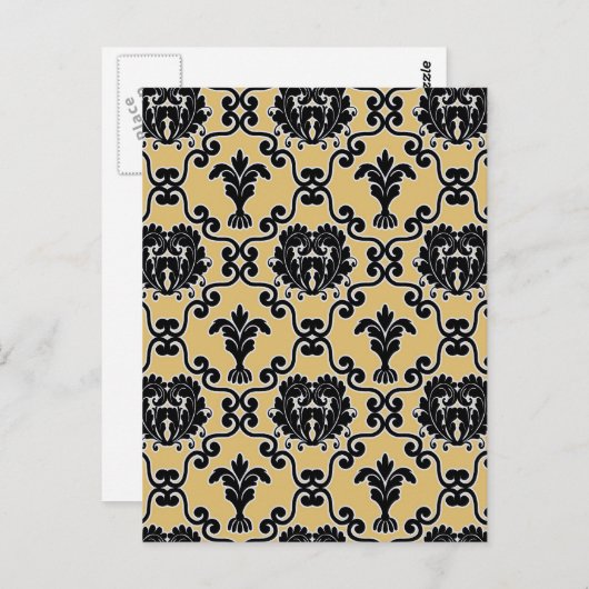ダマスクヴィンテージペイズリー壁紙フローラルパターン ポストカード (正面/裏面)
