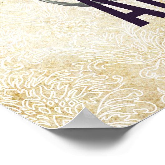 ダマスクヴィンテージモダンメイスンジャーの座席表 ポスター (角)