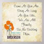 ダマスクヴィンテージモダンメイスンジャーの座席表 ポスター (正面)