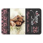 ダマスクヴィンテージレース日付写真マグネットを保存 マグネット (横)