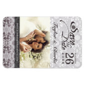 ダマスクヴィンテージレース日付写真マグネットを保存 マグネット (横)