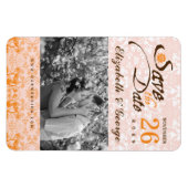 ダマスクヴィンテージレース日付写真マグネットを保存 マグネット (横)