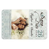 ダマスクヴィンテージレース日付写真マグネットを保存 マグネット (横)