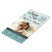 ダマスクヴィンテージレース日付写真マグネットを保存 マグネット (左側)