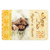 ダマスクヴィンテージレース日付写真マグネットを保存 マグネット (横)