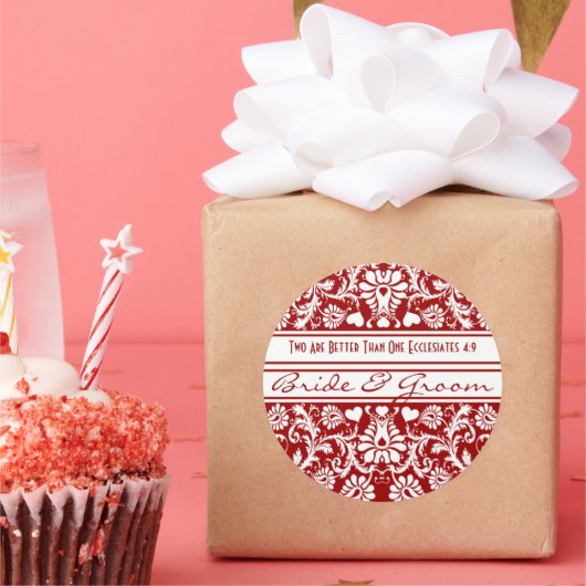 ダマスクヴィンテージ結婚フローラの対照権 ラウンドシール (パーティー)