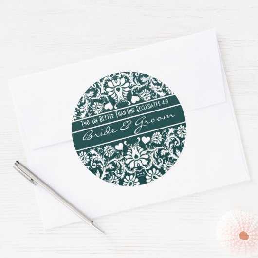 ダマスクヴィンテージ結婚フローラの対照権 ラウンドシール (封筒)