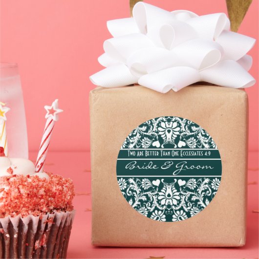 ダマスクヴィンテージ結婚フローラの対照権 ラウンドシール (パーティー)