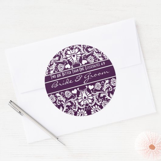 ダマスクヴィンテージ結婚フローラの対照権 ラウンドシール (封筒)