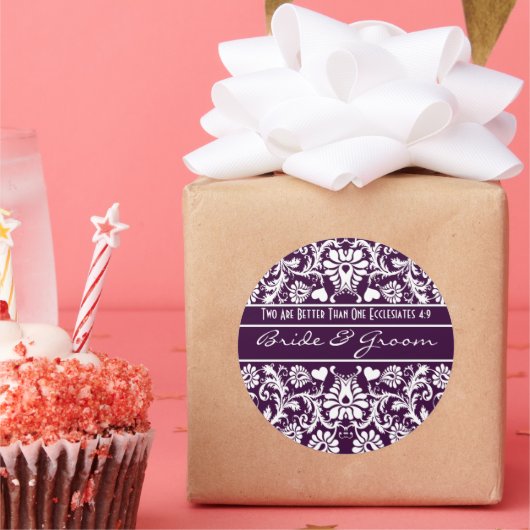 ダマスクヴィンテージ結婚フローラの対照権 ラウンドシール (パーティー)