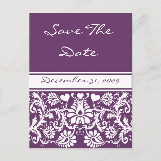 ダマスクヴィンテージ結婚フローラの対照権 案内ポストカード (正面)