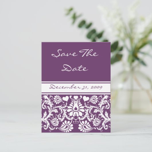 ダマスクヴィンテージ結婚フローラの対照権 案内ポストカード (スタンド正面)