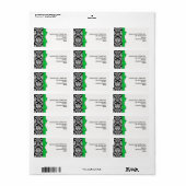 ダマスク住所 シールとグリーンボウ ラベル (フルシート)