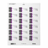 ダマスク住所 シールとパープルボウ ラベル (フルシート)