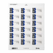 ダマスク住所 シールとブルーボウ ラベル (フルシート)