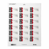 ダマスク住所 シールとレッドボウ ラベル (フルシート)