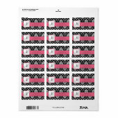 ダマスク住所 シールハニーサックルピンクモノグラム ラベル (フルシート)