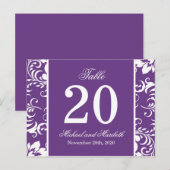 ダマスク側テーブル番号（紫/白） ポストカード (正面/裏面)