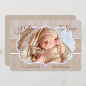 ダマスク写真の誕生のお知らせ 案内状 (正面/裏面)