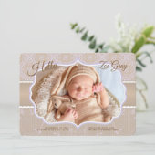 ダマスク写真の誕生のお知らせ 案内状 (スタンド正面)