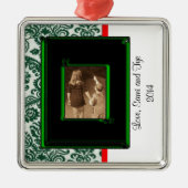 ダマスク写真クリスマスオーナメントテンプレート メタルオーナメント (正面)