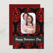 ダマスク写真テンプレートヴァレンティネスの日 シーズンポストカード (正面/裏面)