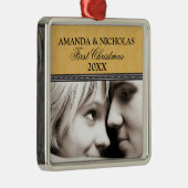 ダマスク初めてのクリスマス結婚のオーナメント(金ゴールド) メタルオーナメント (右)