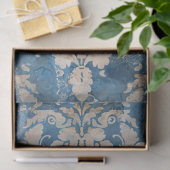 ダマスク動揺してブルーとイエローデクページ 薄葉紙 (ギフト)