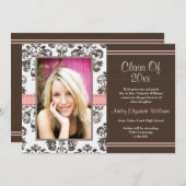 ダマスク卒業写真アナウンス招待状P 招待状 (正面/裏面)