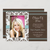 ダマスク卒業写真発表招待状 招待状 (正面/裏面)